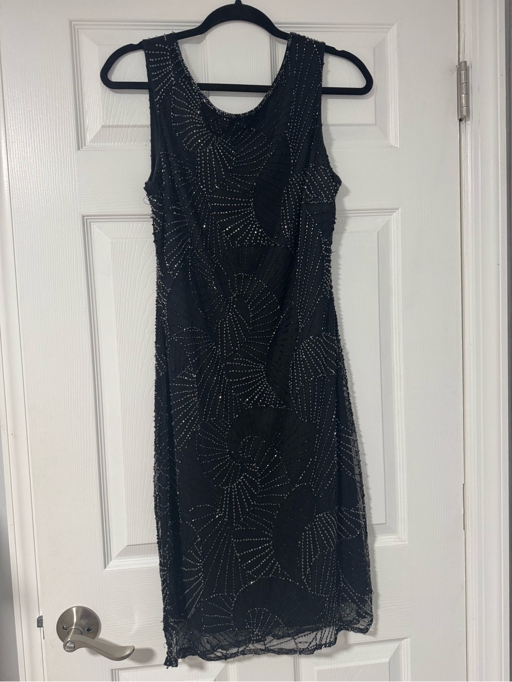 Mac Duggal Black Beaded Sleeveless Sheath Dress